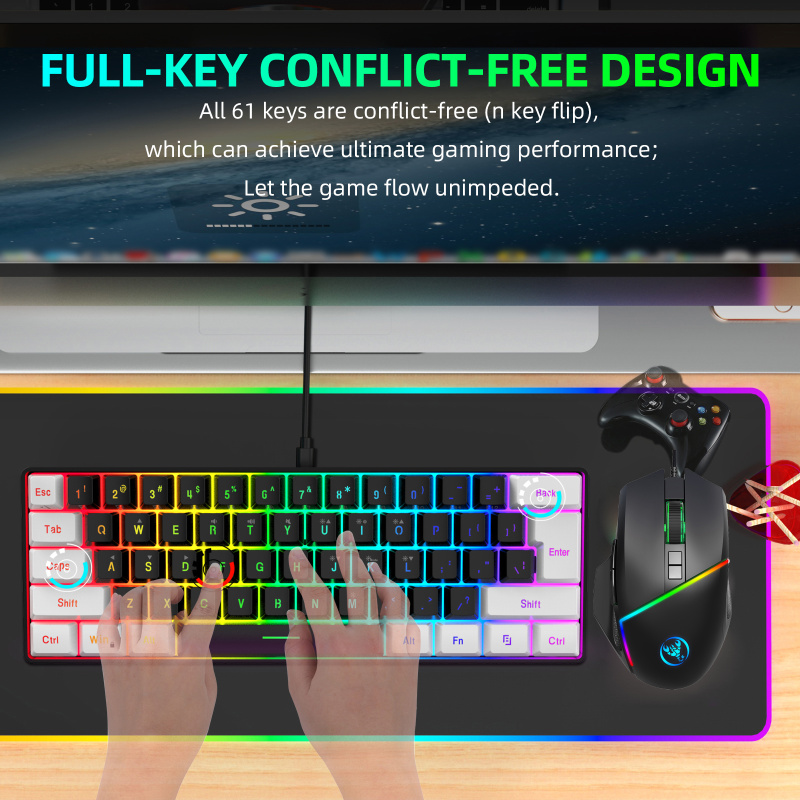 61 key film wired keyboard and mouse set